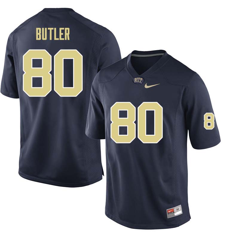 Men #80 Dontavius Butler Pittsburgh Panthers College Football Jerseys Sale-Navy